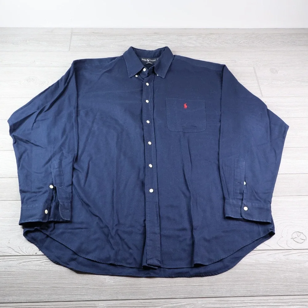 Polo Ralph Lauren Blaire Shirt Men's XL Navy Blue Pony Logo Boxy